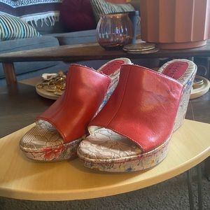 BOC Red Leather Wedges